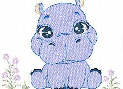 Hippo Free Animal Embroidery Design