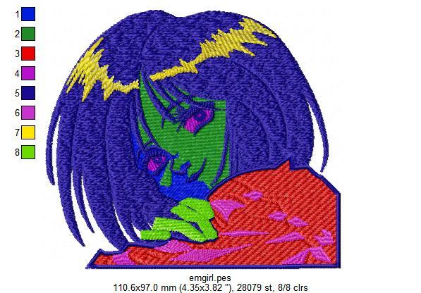 Anime Girl Free Embroidery Design