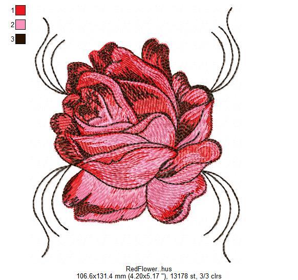 Red Flower Free Embroidery Design