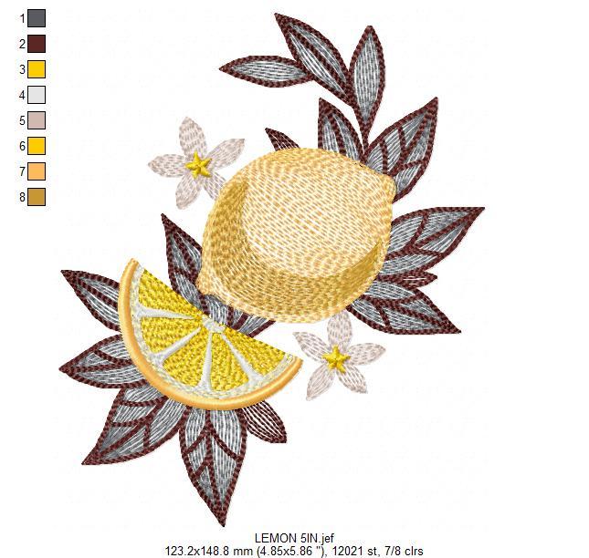 Lemon Fruit Free Embroidery Design