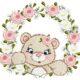 The Bear Flowers Circle Free Embroidery Design