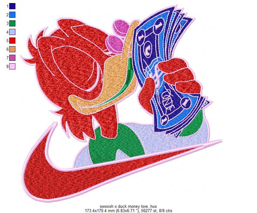 Swoosh x Duck Loves Money Free Embroidery Design