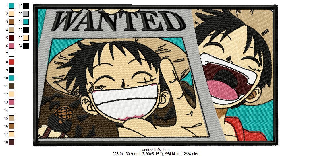 Wanted Luffy Free Embroidery Design