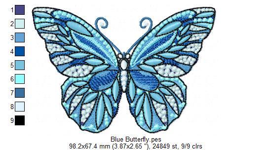 Blue Butterfly Free Embroidery Design
