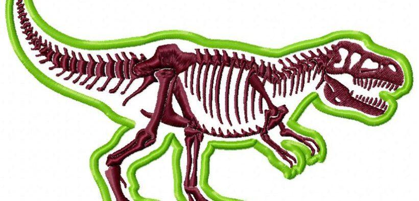 Dinossauro REX Green Outline Free Embroidery Design