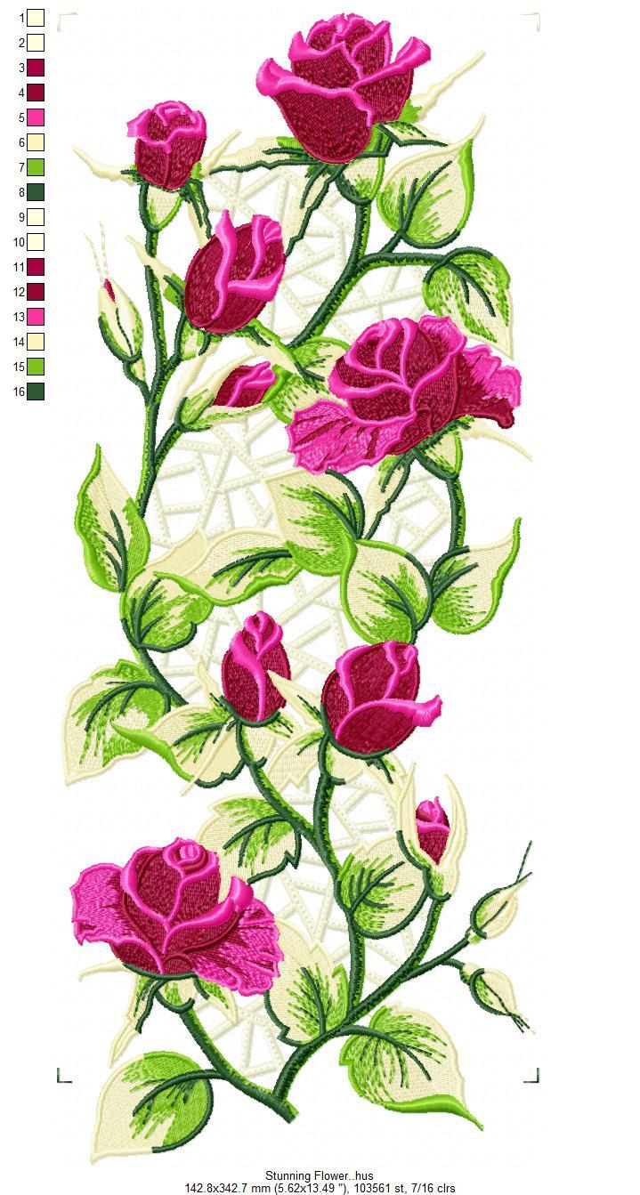 Stunning Flower Free Embroidery Design