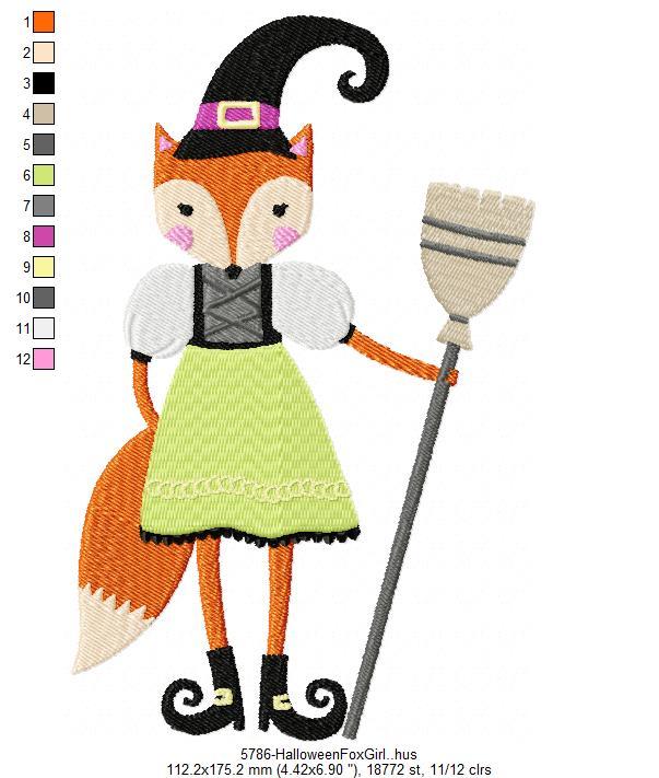 Halloween Fox Girl Free Embroidery Design