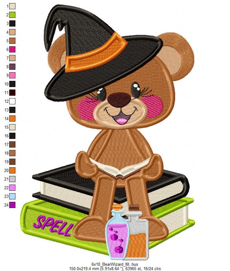 Bear Wizard Halloween Free Embroidery Design