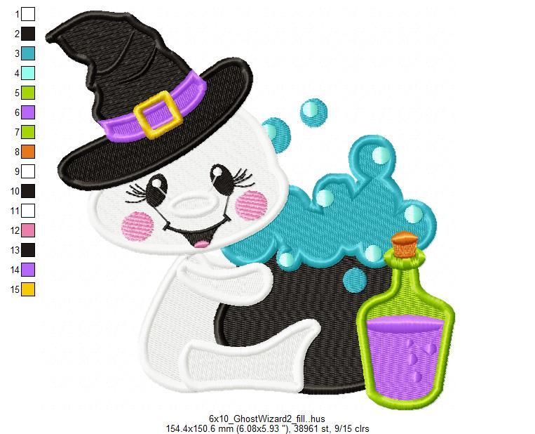 Halloween Ghost Wizard Free Embroidery Design