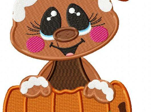 Halloween Gingerbread Cup Pumpkin Free Embroidery Design