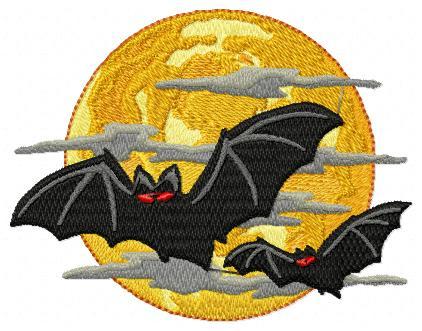 Bats Moon Free Embroidery Design