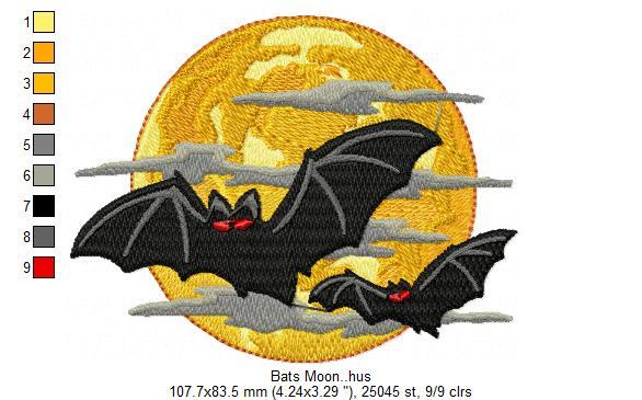 Bats Moon Free Embroidery Design