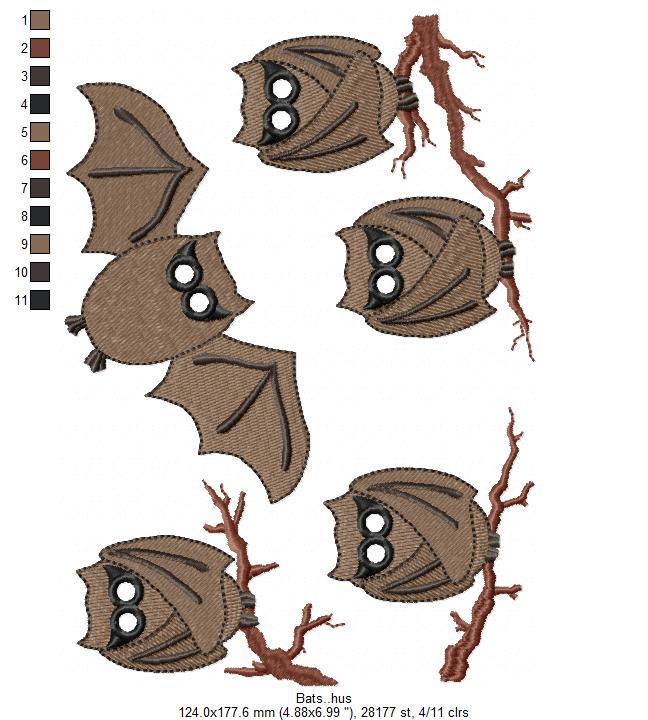 Bats Free Embroidery Design