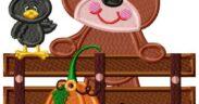 Halloween Bear Girl on Basket Free Embroidery Design