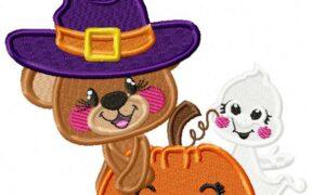 Halloween Bear Ghost Free Embroidery Design