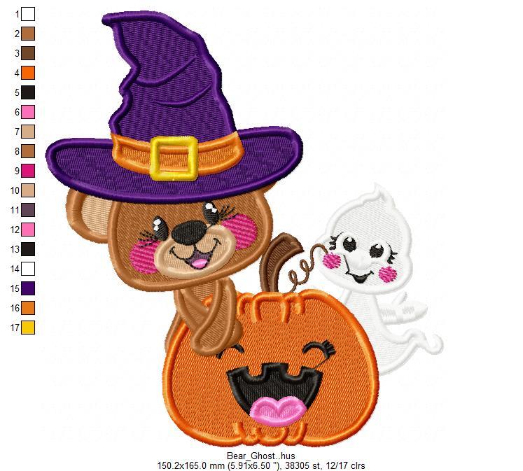 Halloween Bear Ghost Free Embroidery Design