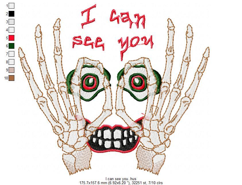 Halloween I Can See You Free Embroidery Design