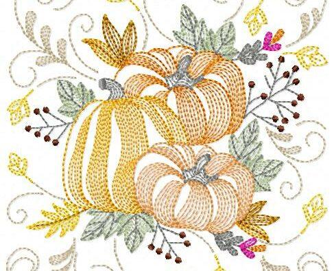 Halloween Pumpkin Leaves Free Embroidery Design