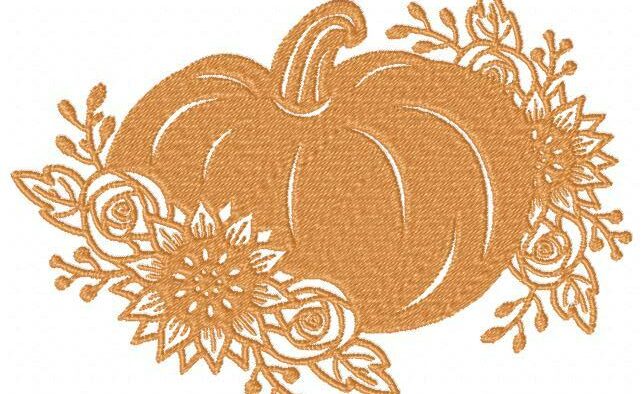 Pumpkin with Flowers Free Embroidery Design