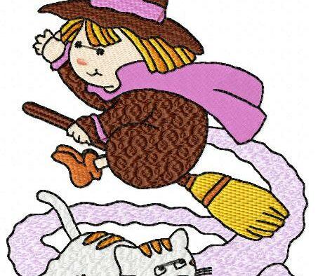 Halloween Witch Broom Free Embroidery Design