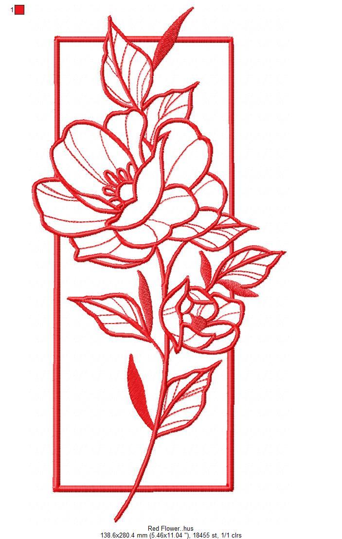 Red Flower Free Embroidery Design