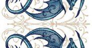 Two Blue Dragons Free Embroidery Design