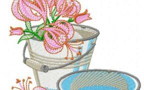 Water Flowers Free Embroidery Design